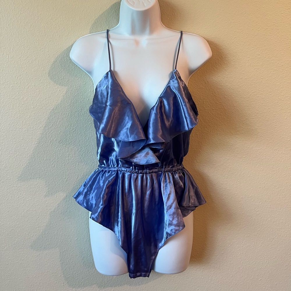 Gold Label Victoria's Secret Blue/Purple Chemise with Satin Sheen